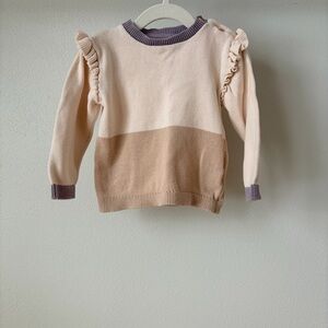 H&M Cream and Brown Ruffle Sweater
